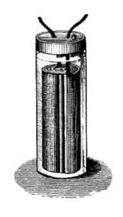 19th-century illustration of Planté's original lead-acid cell.